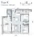 Floor plan: 3-bedroom 2-bathroom unit; features: open-plan kitchen-dining-living, master bedroom with ensuite bathroom, balcony off living room, utility room, laundry area, central foyer, 2 car porch, 1,200 sqft built-up.