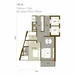 Floor plan: 3-bedroom 2-bathroom unit; features: open-plan kitchen-dining-living, master bedroom with ensuite bathroom, bedroom 2 with shared bathroom, balcony off living room, utility room, laundry area, central foyer, 2 car porch.