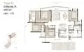 Floor plan: 3-bedroom 2-bathroom unit; features: open-plan kitchen-dining-living, master bedroom with ensuite bathroom, balcony off living room, utility room, laundry area, central foyer, 2 car porch, 1,250 sqft built-up.