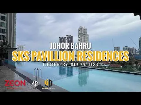 Exterior type: high-rise condominium; features: infinity pool, pool deck with loungers, city skyline view, surrounded by urban landscape, glass railing, modern architecture; style: modern.