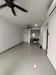 Room features: white painted walls, polished concrete flooring, 2 ceiling fans, 1 wall-mounted split AC, recessed downlights, sliding door, door to another room; style: modern.