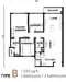Floor plan: 2-bedroom 2-bathroom unit; features: open-plan kitchen-dining-living, master bedroom with ensuite bathroom, all bedrooms with windows, utility room, balcony off living room, central foyer, 2 car porch, 1,000 sqft built-up.