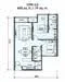 Floor plan: 2-bedroom 2-bathroom unit; features: open-plan kitchen-dining-living, master bedroom with ensuite bathroom, bedroom 2 with shared bathroom, utility room, balcony off living room, central foyer, 1 car porch, 1,100 sqft built-up.