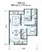 Floor plan: 2-bedroom 1-bathroom unit; features: open-plan kitchen-dining-living, master bedroom with window, bedroom 2 with window, shared bathroom, utility room, central foyer, balcony off living room, 1 car porch, 1,000 sqft built-up.