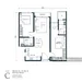 Floor plan: 2-bedroom 1-bathroom unit; features: open-plan kitchen-dining-living, master bedroom with ensuite bathroom, bedroom 2 with shared bathroom, balcony off living room, utility room, laundry area, central foyer, 1 car porch.