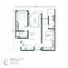 Floor plan: 2-bedroom 2-bathroom unit; features: open-plan kitchen-dining-living, master bedroom with ensuite bathroom, bedroom 2 with shared bathroom, utility room, balcony off living room, central foyer, 1 car porch.