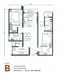 Floor plan: 3-bedroom 2-bathroom unit; features: open-plan kitchen-dining-living, master bedroom with ensuite bathroom, bedroom 2 with shared bathroom, utility room, balcony off living room, central foyer, 1 car porch, laundry area.
