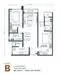 Floor plan: 3-bedroom 2-bathroom unit; features: open-plan kitchen-dining-living, master bedroom with ensuite bathroom, bedroom 2 with shared bathroom, utility room, balcony off living room, central foyer, 1 car porch, laundry area.