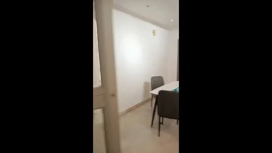Room features: white painted walls, tile flooring, dining table, 4 dining chairs, recessed downlights.