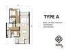 Floor plan: 2-bedroom 1-bathroom unit; features: open-plan kitchen-dining-living, master bedroom with ensuite bathroom, balcony off living room, utility room, central foyer, 1 car porch.