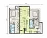 Floor plan: 2-bedroom 2-bathroom unit; features: open-plan kitchen-dining-living, master bedroom with ensuite bathroom, bedroom 2 with shared bathroom, utility room, balcony off living room, central foyer.
