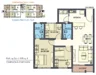 Floor plan: 2-bedroom 2-bathroom unit; features: open-plan kitchen-dining-living, master bedroom with ensuite bathroom, bedroom 2 with shared bathroom, utility room, balcony off living room, central foyer, 1 car porch, 1,200 sqft built-up.