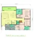 Floor plan: 3-bedroom 2-bathroom unit; features: open-plan kitchen-dining-living, master bedroom with ensuite bathroom, bedroom 2 with shared bathroom, utility room, balcony off living room, central foyer, 1 car porch, laundry area.