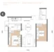 Floor plan: 2-bedroom 2-bathroom unit; features: open-plan kitchen-dining-living, master bedroom with ensuite bathroom, bedroom 2 with shared bathroom, utility room, central foyer, balcony off living room, 1 car porch.