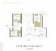 Floor plan: 2-bedroom 2-bathroom unit; features: open-plan kitchen-dining-living, master bedroom with ensuite bathroom, bedroom 2 with shared bathroom, balcony off living room, utility room, laundry area, central foyer.