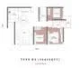 Floor plan: 3-bedroom 2-bathroom unit; features: open-plan kitchen-dining-living, master bedroom with ensuite bathroom, bedroom 2 with shared bathroom, utility room, balcony off living room, central foyer, 2 car porch, 1,250 sqft built-up.