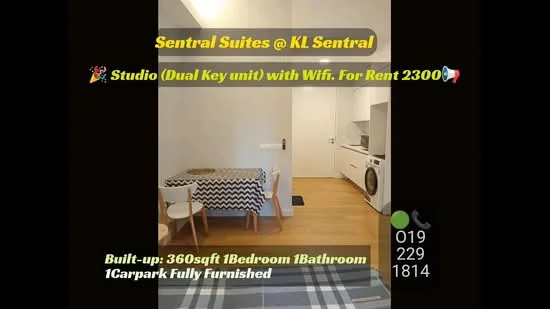 Room features: wooden flooring, white painted walls, dining table with chairs, kitchenette, refrigerator, microwave, built-in cabinets, window with natural light; style: modern.