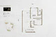Floor plan: 2-bedroom 1-bathroom unit; features: open-plan kitchen-dining-living, master bedroom with ensuite bathroom, bedroom 2 with shared bathroom, balcony off living room, utility room, central foyer.