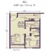 Floor plan: 1-bedroom 1-bathroom unit; features: open-plan kitchen-dining-living, master bedroom with ensuite bathroom, utility room, balcony off living room, central foyer, 1 car porch, 1,000 sqft built-up.