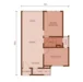 Floor plan: 2-bedroom 1-bathroom unit; features: open-plan kitchen-dining-living, master bedroom with ensuite bathroom, bedroom 2 with shared bathroom, utility room, central foyer.