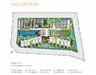 Floor plan: features: layout diagram, landscape design, building footprints, green spaces, water features, pathways, parking areas, outdoor amenities.