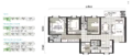 Floor plan: 2-bedroom 2-bathroom unit; features: open-plan kitchen-dining-living, master bedroom with ensuite bathroom, bedroom 2 with shared bathroom, balcony off living room, utility room, laundry area, central foyer, 2 car porch.