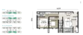 Floor plan: 2-bedroom 2-bathroom unit; features: open-plan kitchen-dining-living, master bedroom with ensuite bathroom, bedroom 2 with shared bathroom, balcony off living room, utility room, laundry area, central foyer.