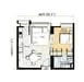 Floor plan: 1-bedroom 1-bathroom unit; features: open-plan kitchen-dining-living, master bedroom with ensuite bathroom, balcony off living room, utility room, central foyer.