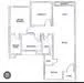 Floor plan: 2-bedroom 1-bathroom unit; features: open-plan kitchen-dining-living, master bedroom with ensuite bathroom, bedroom 2 with shared bathroom, utility room, central foyer.