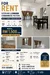 Living features: white painted walls, polished tile flooring, recessed downlights, floor-to-ceiling windows, sheer curtains, dining table with 6 chairs, sofa, decorative wall clock, area rug, TV console, wall-mounted TV; style: modern.