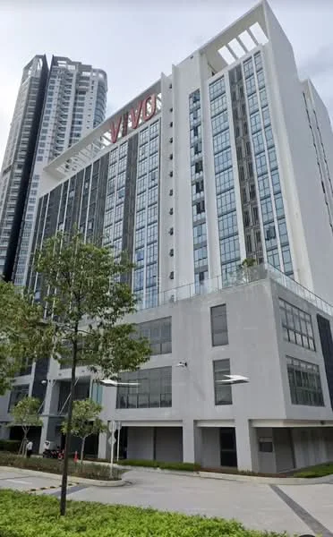 Exterior type: high-rise condominium; features: glass curtain wall, white painted facade, recessed balconies, landscaped garden, manicured lawn, surrounded by mature greenery, multiple storeys, modern architectural design; style: modern.