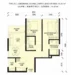 Floor plan: 2-bedroom 2-bathroom unit; features: open-plan kitchen-dining-living, master bedroom with ensuite bathroom, bedroom 2 with shared bathroom, utility room, balcony off living room, central foyer, 1 car porch.