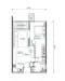 Floor plan: 2-bedroom 1-bathroom unit; features: open-plan kitchen-dining-living, master bedroom with ensuite bathroom, bedroom 2 with shared bathroom, utility room, balcony off living room, central foyer.