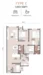 Floor plan: 2-bedroom 2-bathroom unit; features: open-plan kitchen-dining-living, master bedroom with ensuite bathroom, bedroom 2 with shared bathroom, balcony off living room, utility room, laundry area, central foyer.