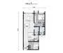 Floor plan: 2-bedroom 2-bathroom unit; features: open-plan kitchen-dining-living, master bedroom with ensuite bathroom, bedroom 2 with shared bathroom, balcony off living room, utility room, laundry area, central foyer, 1 car porch.