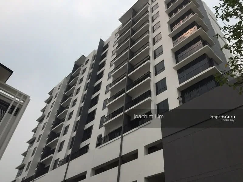 Exterior type: mid-rise condominium; features: white painted facade, black accent panels, recessed balconies, floor-to-ceiling windows, multiple storeys, modern architectural design; style: modern.