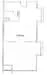 Floor plan: 1-bedroom 1-bathroom unit; features: open-plan kitchen-dining-living, master bedroom with ensuite bathroom, utility room, central foyer.