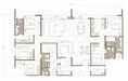 Floor plan: 4-bedroom 3-bathroom unit; features: open-plan kitchen-dining-living, master bedroom with ensuite bathroom, all bedrooms with windows, utility room, balcony off living room, private terrace, central foyer, 2 car porch.