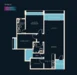 Floor plan: 2-bedroom 2-bathroom unit; features: open-plan kitchen-dining-living, master bedroom with ensuite bathroom, bedroom 2 with shared bathroom, utility room, balcony off living room, central foyer, 1 car porch.