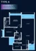 Floor plan: 2-bedroom 2-bathroom unit; features: open-plan kitchen-dining-living, master bedroom with ensuite bathroom, bedroom 2 with shared bathroom, utility room, balcony off living room, central foyer, 1 car porch, 1,200 sqft built-up.