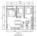 Floor plan: 2-bedroom 1-bathroom unit; features: open-plan kitchen-dining-living, master bedroom with ensuite bathroom, bedroom 2 with shared bathroom, utility room, central foyer, 1 car porch.