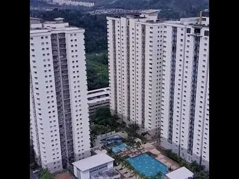 Exterior type: high-rise condominium; features: multiple high-rise buildings, swimming pool, landscaped pool deck, surrounding greenery, parking structure visible, balconies on buildings, modern architectural design; style: modern.