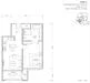Floor plan: 3-bedroom 2-bathroom unit; features: open-plan kitchen-dining-living, master bedroom with ensuite bathroom, bedroom 2 with shared bathroom, utility room, central foyer, balcony off living room, 2 car porch, laundry area.