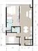 Floor plan: 2-bedroom 1-bathroom unit; features: open-plan kitchen-dining-living, master bedroom with window, second bedroom with window, shared bathroom, utility room, balcony off living room, central foyer, 1 car porch.