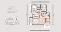 Floor plan: 3-bedroom 2-bathroom unit; features: open-plan kitchen-dining-living, master bedroom with ensuite bathroom, bedroom 2 with shared bathroom, balcony off living room, utility room, laundry area, central foyer, 1 car porch.
