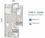 Floor plan: 3-bedroom 2-bathroom unit; features: open-plan kitchen-dining-living, master bedroom with ensuite bathroom, balcony off living room, utility room, central foyer, 2 car porch, 1,250 sqft built-up.