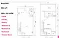 Floor plan: 3-bedroom 2-bathroom unit; features: open-plan living-dining area, separate hallway, master bedroom with ensuite bathroom, bedroom 2 with shared bathroom, utility room, entrance foyer, balcony off living room, central circulation area.