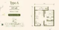 Floor plan: 2-bedroom 1-bathroom unit; features: open-plan kitchen-dining-living, master bedroom with ensuite bathroom, bedroom 2 with shared bathroom, balcony off living room, utility room, laundry area, central foyer.