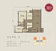Floor plan: 3-bedroom 2-bathroom unit; features: open-plan kitchen-dining-living, master bedroom with ensuite bathroom, bedroom 2 with shared bathroom, utility room, balcony off living room, central foyer, 1 car porch, 1,200 sqft built-up.