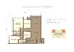 Floor plan: 2-bedroom 2-bathroom unit; features: open-plan kitchen-dining-living, master bedroom with ensuite bathroom, bedroom 2 with shared bathroom, balcony off living room, utility room, laundry area, central foyer, 1 car porch.